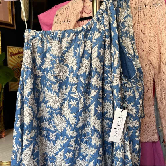 Velvet by Graham & Spencer Joanna Dress Blue One-Shoulder Tie Tiered Maxi Size S - Picture 5 of 11